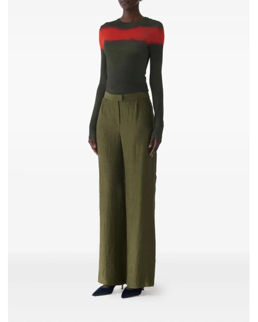 Jason Wu Green Crinkled-Satin Trousers