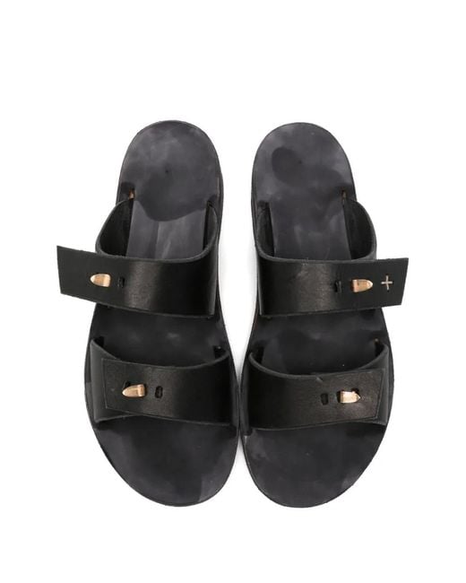 Ma+ Black Double-Strap Leather Sandals for men