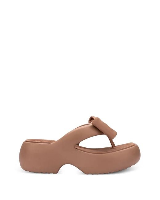 Melissa Brown Free Fuzzy Platform Bow Flip-Flops
