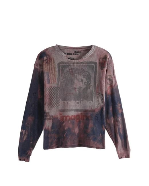 SAITOS Purple Graphic-Print Waffle-Knit T-Shirt for men