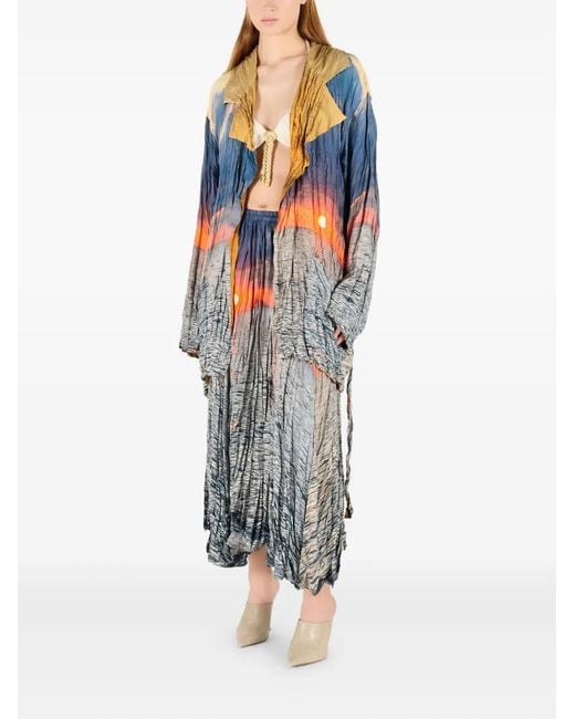 Roberto Cavalli Gray Distressed Oversized Jacket