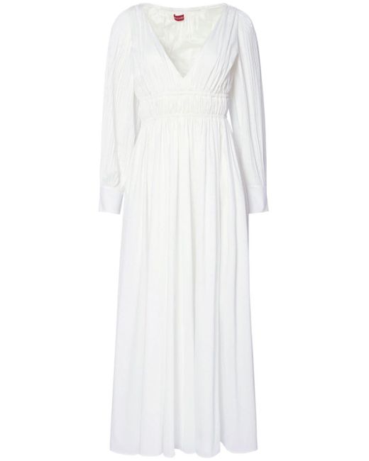 Altuzarra White Kathleen Ruched Midi Dress