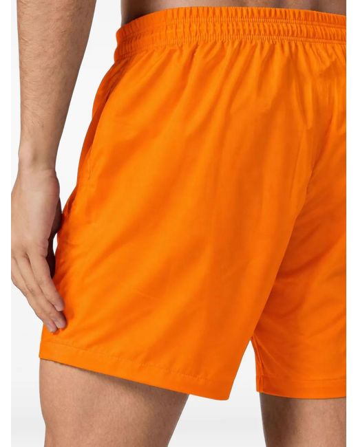 Philipp Plein Orange Logo-Patch Drawstring Swim Shorts for men