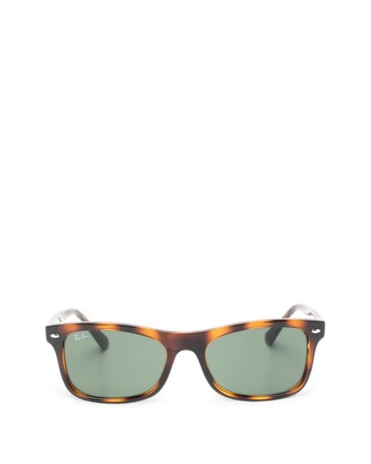 Ray-Ban Green Tortoiseshell-Effect Rectangle-Frame Sunglasses