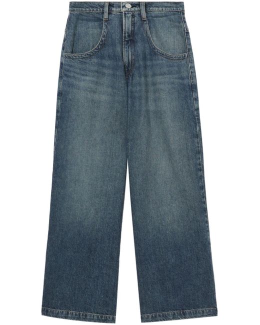 FRAME High Waist Jeans Met Wijde Pijpen in het Blue
