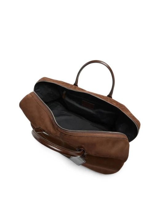 The Bridge Brown Leather-Trim Nubuck Holdall