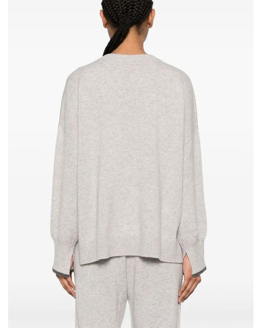 Brunello Cucinelli White Mélange Cashmere Jumper