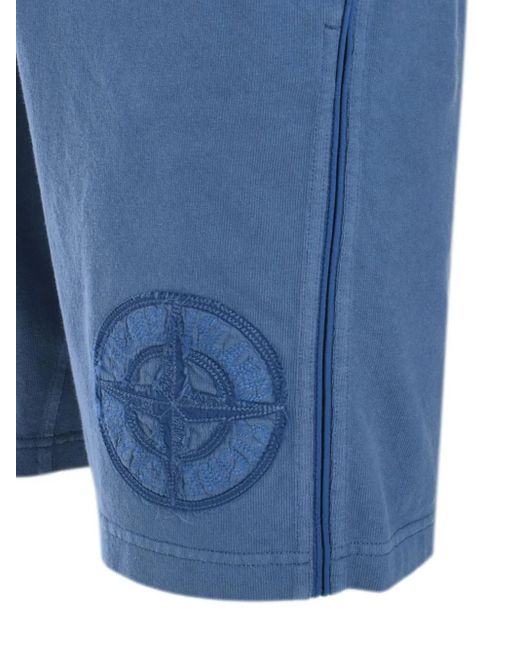 Stone Island Blue Fleece Shorts for men