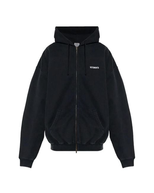 Vetements Blue Long-Detail Zip-Fastening Hoodie for men