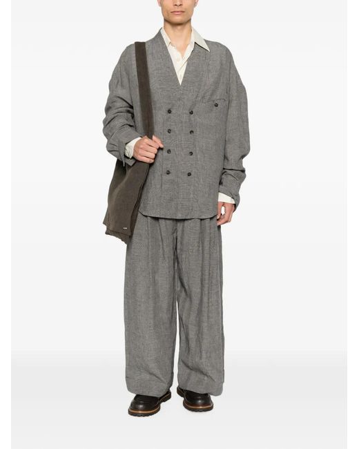 Ziggy Chen Gray Check-Pattern Trousers for men