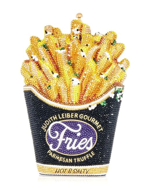 Judith Leiber Blue Truffle Fries Crystal-Embellished-Tone Clutch