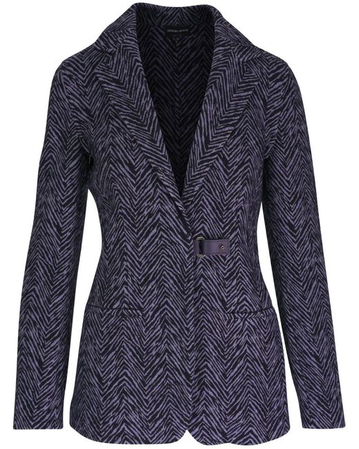 Giorgio Armani Blue Zebra-Print Blazer