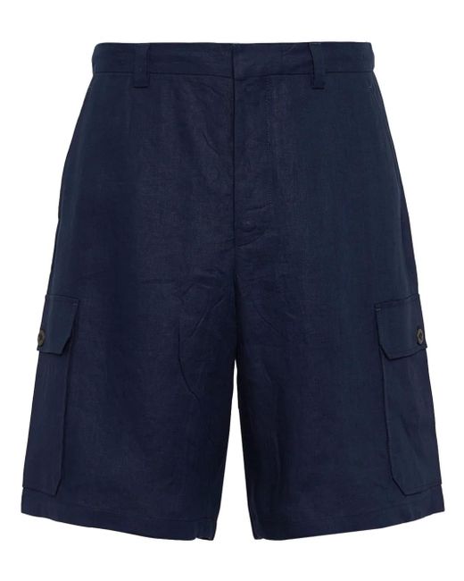 Prada Linnen Bermuda Shorts in het Blue voor heren