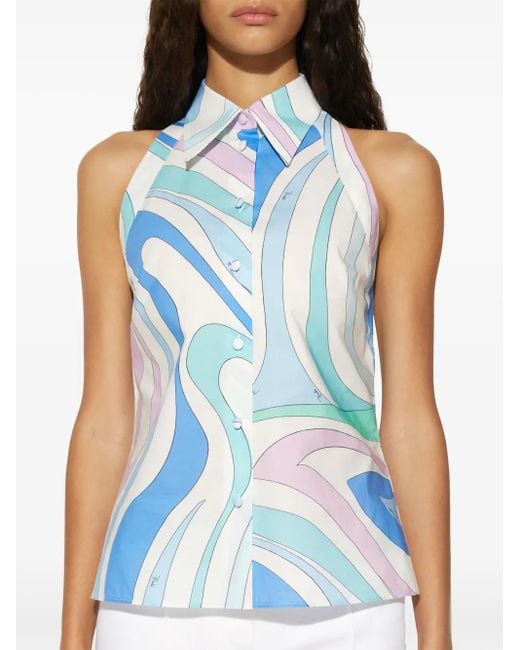 Emilio Pucci Marmo ノースリーブ シャツ Blue