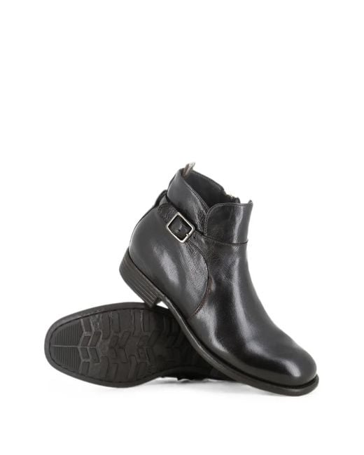 Officine Creative Gray Buckle-Detail Side-Zip Boots