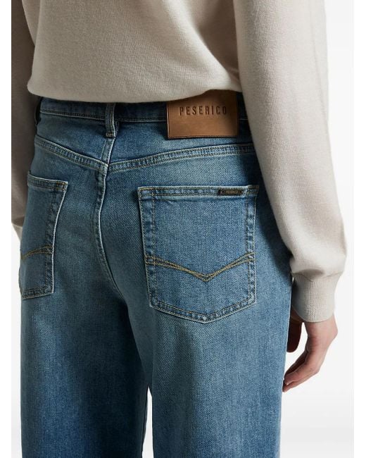 Peserico Jeans Met Logopatch En Vijf Zakken in het Blue