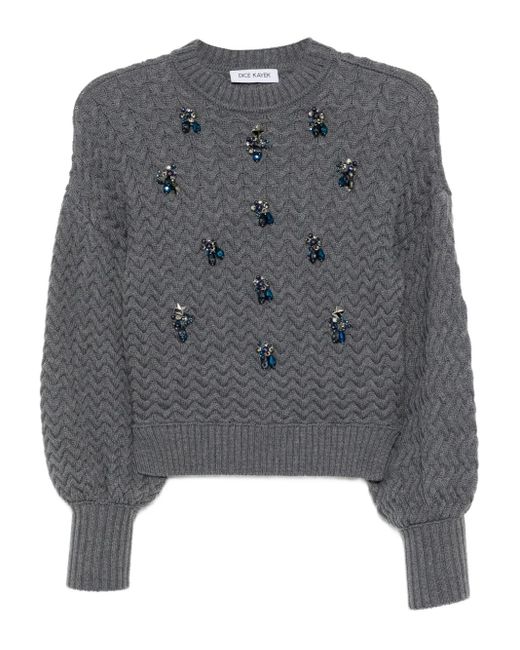Dice Kayek Gray Crystal-Embellished Sweater