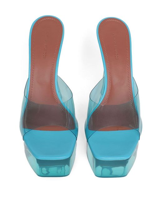 AMINA MUADDI Blue Dalida Glass 135mm Platform Sandals