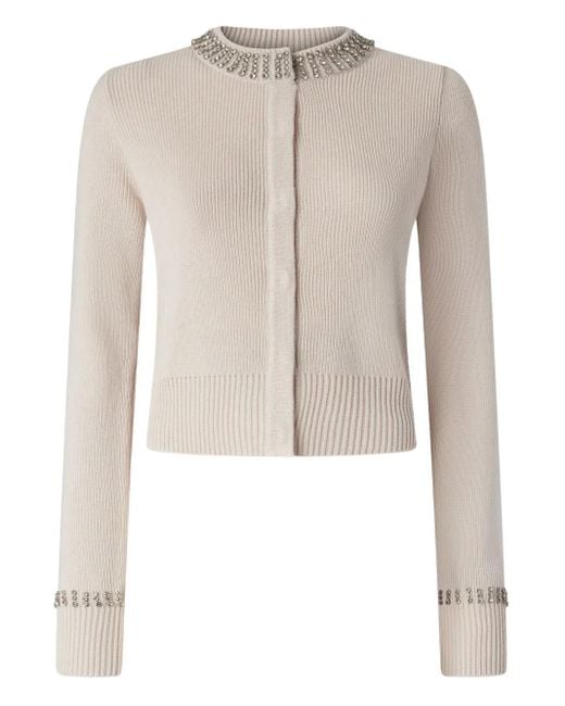 Pinko Natural Embellished-Cuff Cardigan