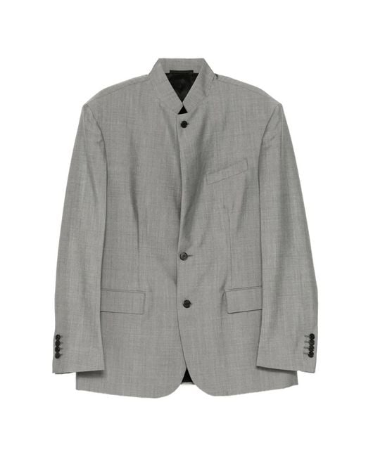Lanvin Gray Mandarin-Collar Long-Sleeve Blazer for men