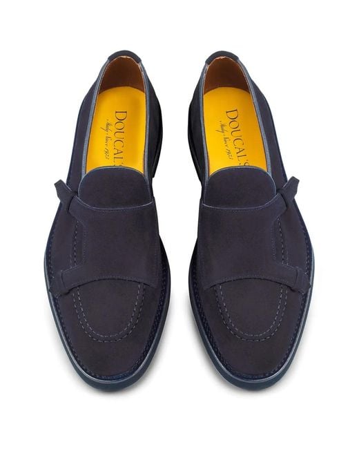 Doucal's Blue Suede Loafers for men