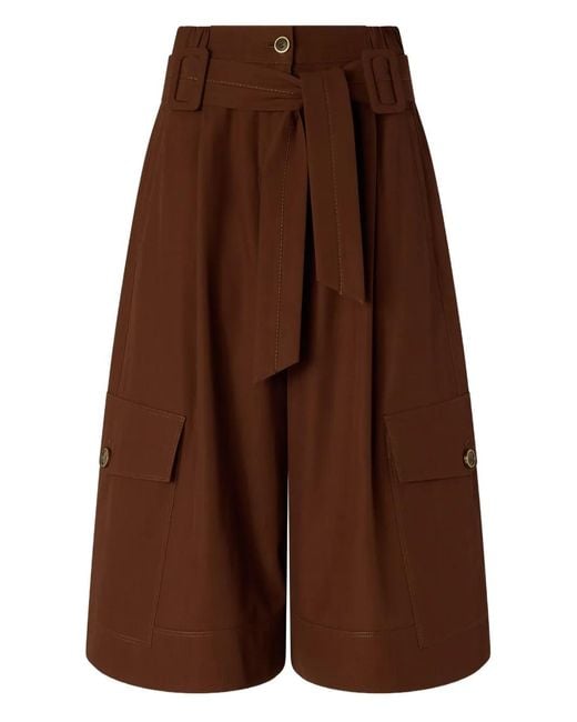 Pinko Brown Wide-Leg Buckle Detail Shorts