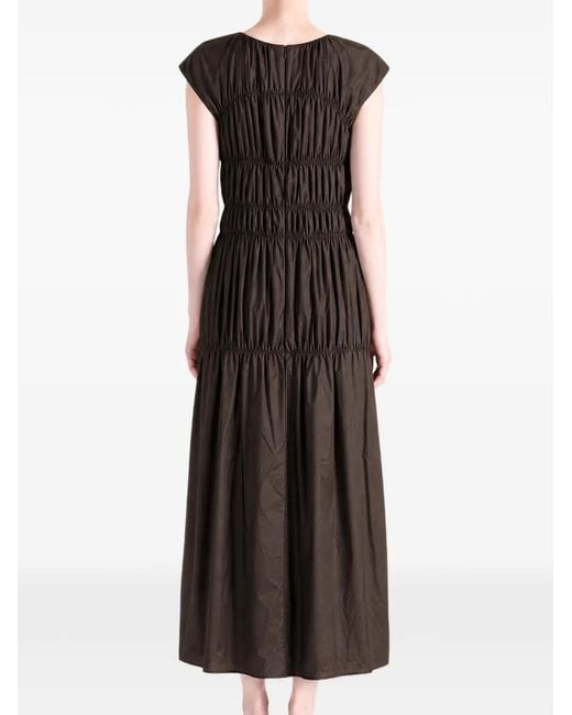 Amomento Black Shirred Tiered Dress