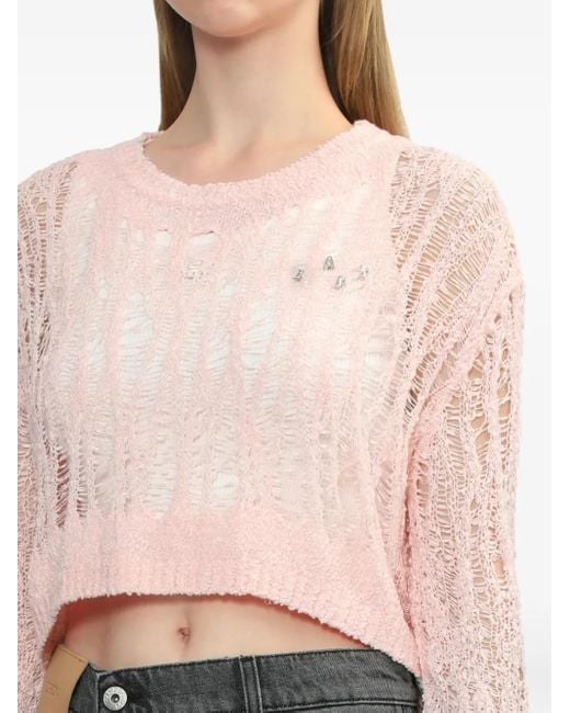 BAPY BY *A BATHING APE® Pink Pullover mit Lochstrickmuster