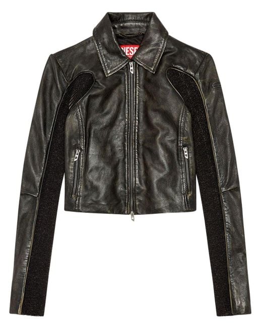DIESEL Black L-totem Leather Jacket