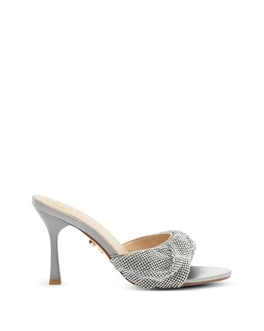 Twentyfourhaitch White Canberra Crystal-Embellished Heeled Sandals