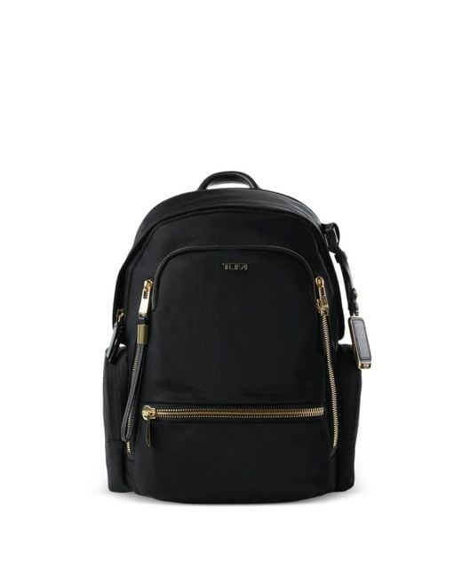 Tumi Black Medium Celina Logo-Plaque Zip-Pocket Backpack