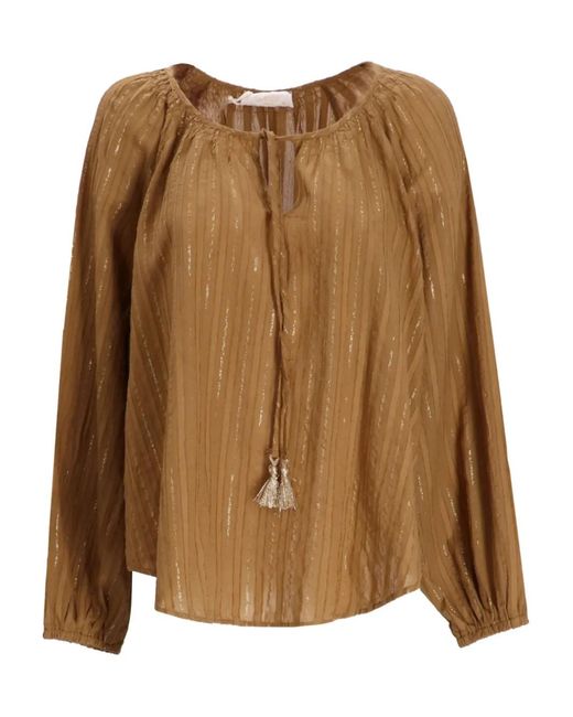 Devotion Brown Magic Metallic-striped Blouse