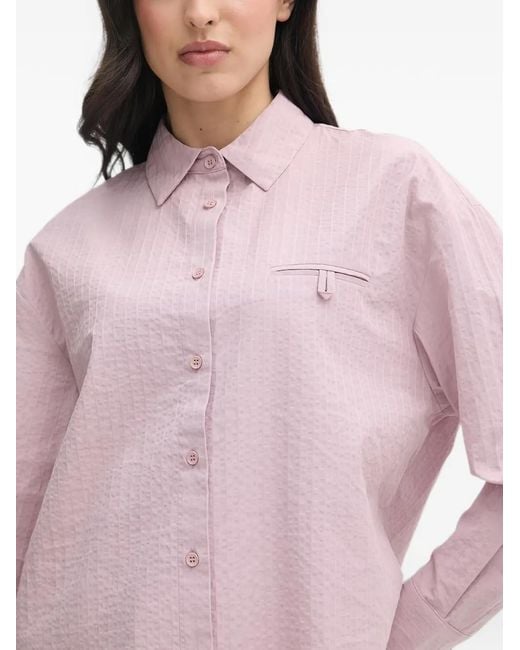 Benetton Pink Seersucker Long-Sleeve Shirt