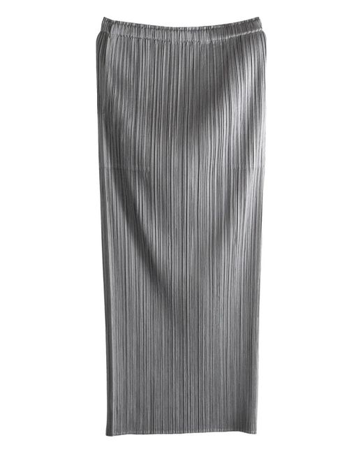 Pleats Please Issey Miyake Gray Pleated Midi Skirt