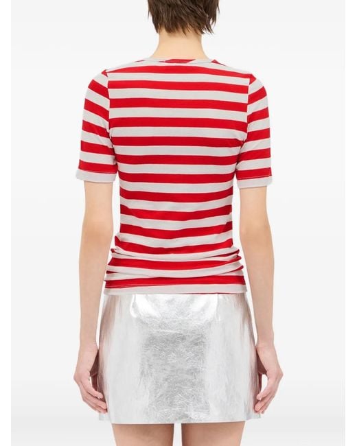 MSGM Red Haut Rayé À Manches Courtes