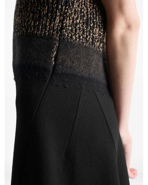 Prada Black Ausgestelltes Kleid Aus Geripptem Strick
