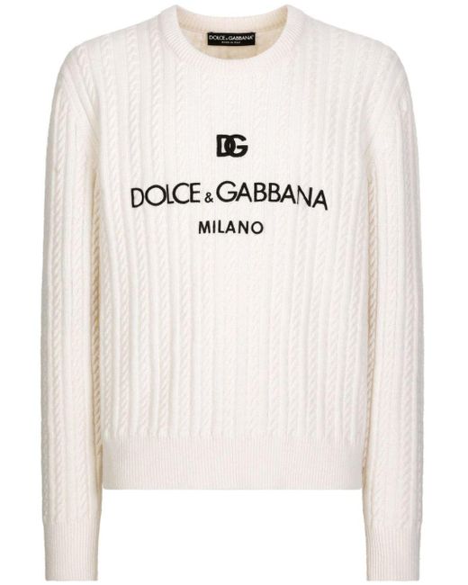 メンズ Dolce & Gabbana ケーブルニット セーター White