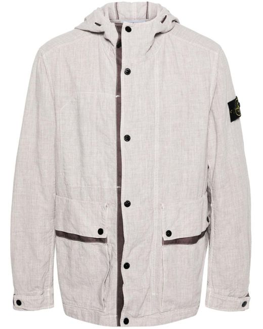 Stone Island Gray Compass-badge Hooded Jacket for men
