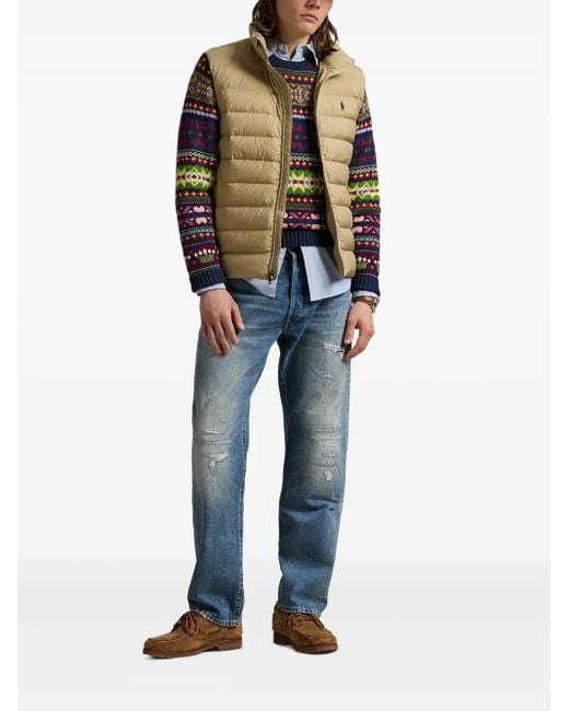 Polo Ralph Lauren Natural Embroidered-Logo Quilted Gilet for men
