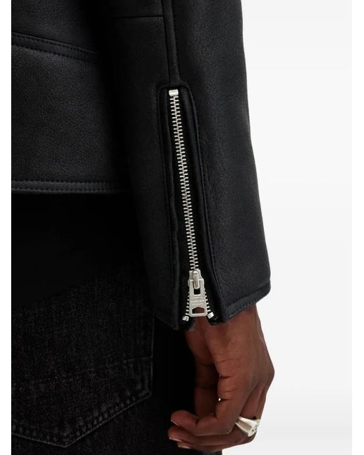 AllSaints Black Leather Zip-Front Jacket for men
