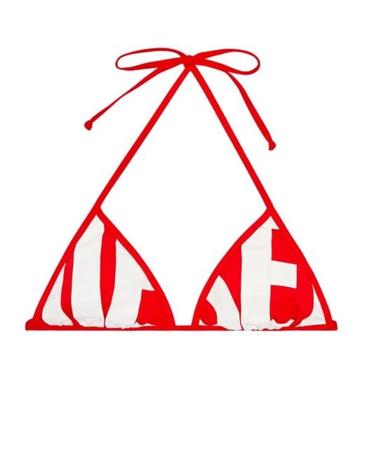 DIESEL Bfb-Sees-A Logo-Print Bikini Top in Red | Lyst