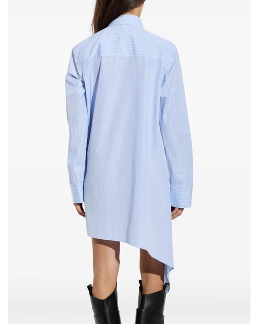 Off-White c/o Virgil Abloh Blue Asymmetric Striped Shirt Mini Dress