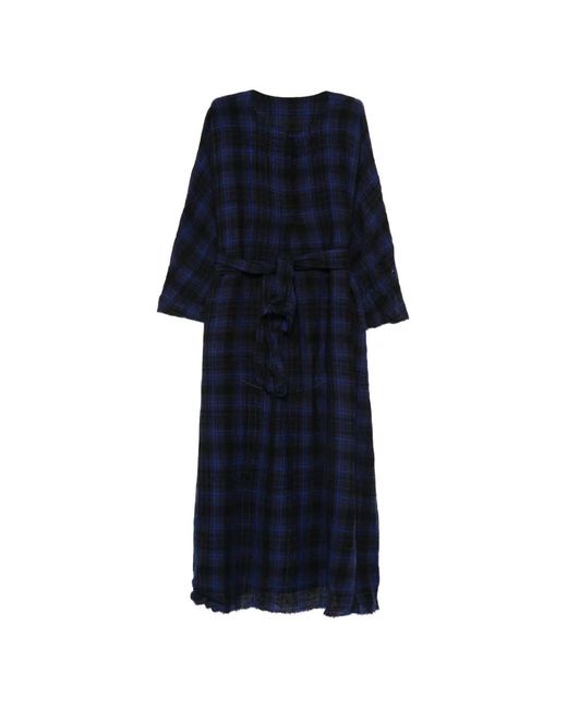 Daniela Gregis Blue Checked Belted Dress