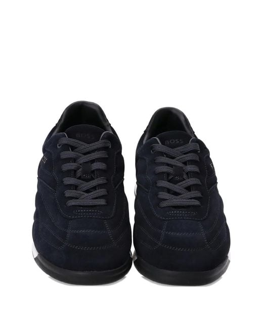Boss Black Titanium Suede Panelled Sneakers for men