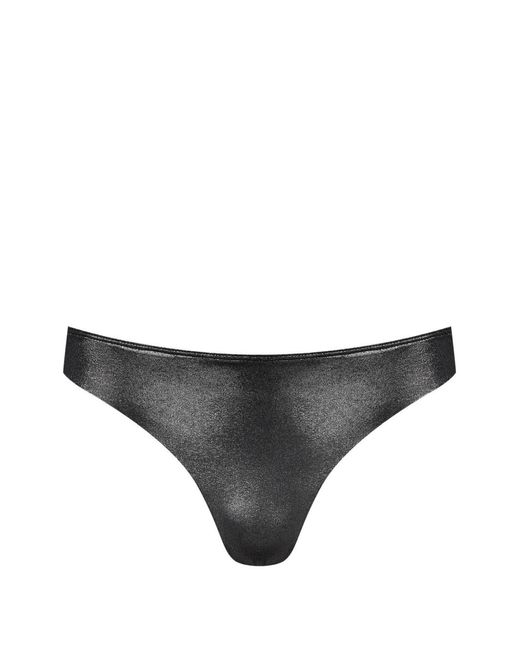 Maison Close Gray Metallic-Effect Bikini Bottoms