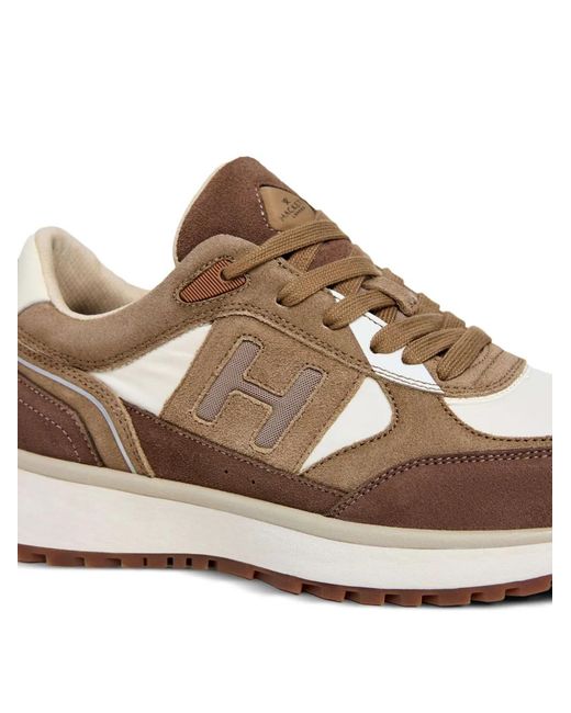 Hackett Brown Otto Run Monogram-Patch Sneakers for men