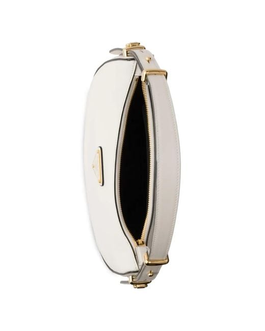 Prada White Arqué Mini Leather Shoulder Bag