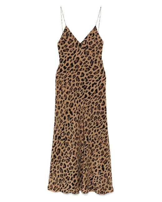 Blazé Milano Natural Leopard-Print Slip Midi Dress