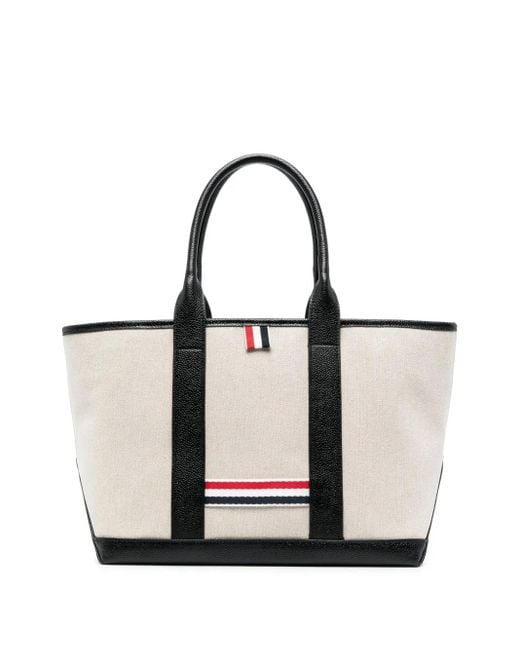 Thom Browne Natural Rwb-Stripe Tote Bag