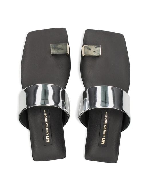 United Nude Black Sandales Métallisées Loop Toe Lo